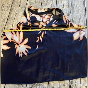 Tahari sleeveless blouse, navy tropical print, size 3X